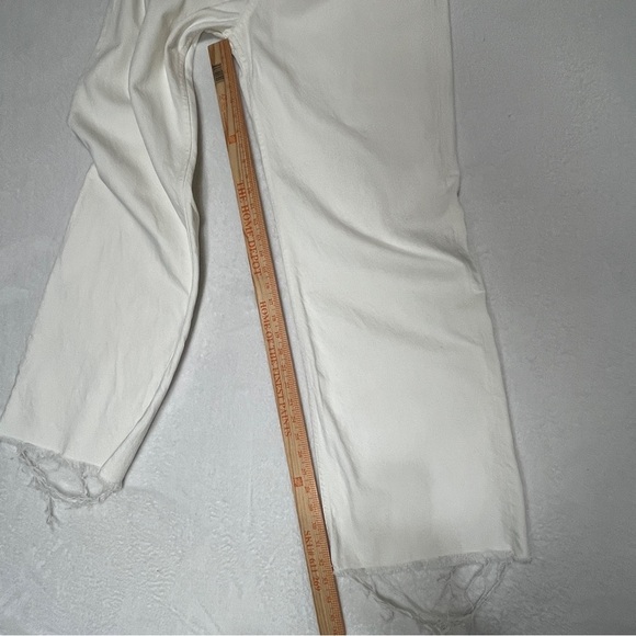 Zara Women's Denim High-Rise Full Length Raw Frayed Hem Ecru/Cream Size 12 - Picture 11 of 14